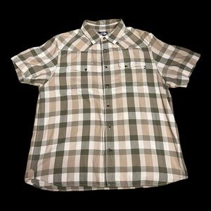 The North Face Brown And Green Plaid Button Up Shirt Mens Size Extra Large